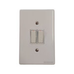 E11326 - 1 | Securadeal White Double Rocker Light Switch Plate with Two Vertical Switches on a Wall Plate