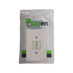 E11326 | Securadeal Dual Rocker Light Switch on White Plate in Plastic Packaging Labeled Plugonpr Brand Ready for Installation