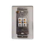 E11326 - 3 | Securadeal Back View of a Dual Terminal Block Mounted on a Metal Plate Inside a Plastic Wall Plate