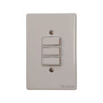 E11327 - 1 | Securadeal White Wall Plate Containing Three Vertical Rocker Switches triple gang Style