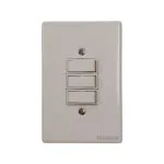 White Wall Plate Containing Three Vertical Rocker Switches triple gang Style