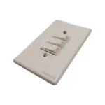 White Rectangular Wall Plate with Four Small Toggle Switches for Controlling Lights or Outlets