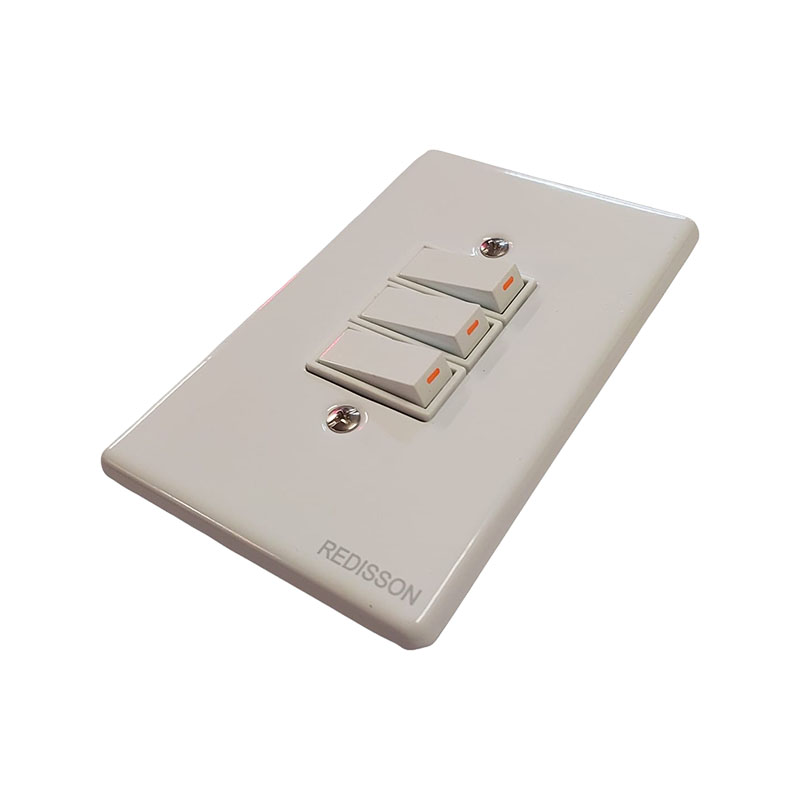 E11327 - 2 | Securadeal White Rectangular Wall Plate with Four Small Toggle Switches for Controlling Lights or Outlets