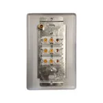 Three row White Screw terminal Block Mounted on a Metal Plate for Electrical Wiring