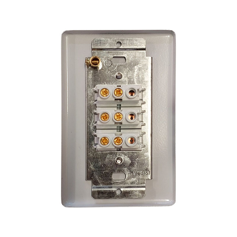 E11327 - 3 | Securadeal Three row White Screw terminal Block Mounted on a Metal Plate for Electrical Wiring