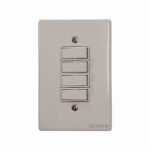 White Wall Plate with Four Vertical Rocker Switches four gang Light Switch