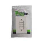 White Four gang Wall Switch Plate with Four Small Rectangular Switches Packaged in Plastic