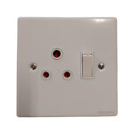 Uk style Three pin Power Socket on a Square Light gray Plate with a Vertical Rocker Switch