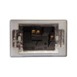 Back View of a Wall Switch Module Showing Terminals and Wiring Contacts Inside a Metal Mounting Plate A ms02 Label Visible