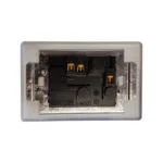 Back View of a Wall Switch Module Showing Terminals and Wiring Contacts Inside a Metal Mounting Plate A ms02 Label Visible