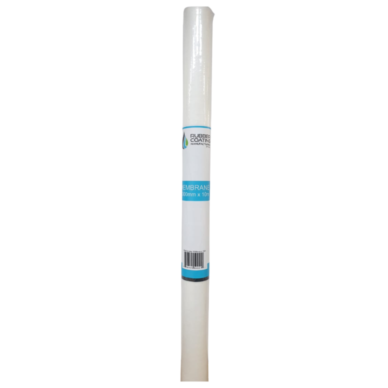 Rolled white rubber membrane tube with blue 'Membrane' label and barcode