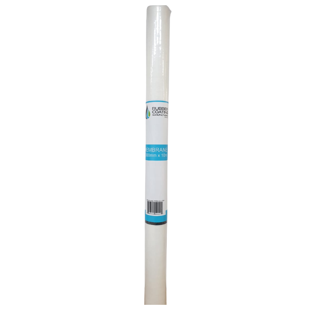 RCM_Membrane_PNG_1000mm_x_10m | Securadeal Rolled White Rubber Membrane Tube with Blue membrane Label and Barcode
