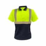 WR0240 | Securadeal High visibility Polo Shirt with Neon Yellow Upper and Navy Lower Portion and Reflective Stripes for Safety