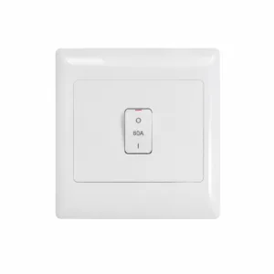 White square wall light switch plate with a centered vertical toggle labeled 0 / 60A / I and a small red indicator above the switch.