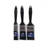 B40462 | Securadeal Three Flat Paint Brushes with Black Handles in Plastic Packaging Arranged in a Row of Varying Widths