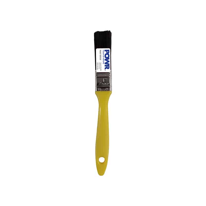 B40463 | Securadeal Yellow handled Paintbrush with Black Bristles and Powr Brand Label flat Brush to Apply Paint on Surfaces