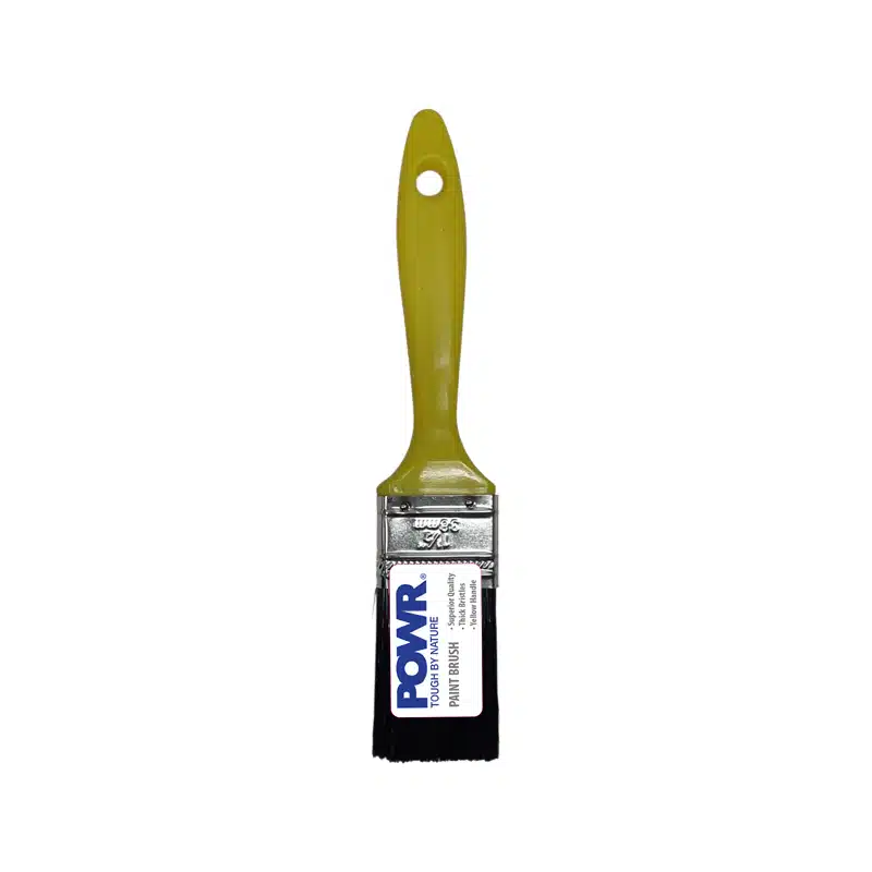 Yellow handled Paintbrush with Black Bristles Ready for Painting