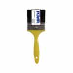 Yellow handled Flat Paintbrush with Black Bristles and Metal Ferrule