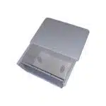 Open Gray Plastic Box with Hinged Lid and Empty Interior Showing Two Internal Pegs