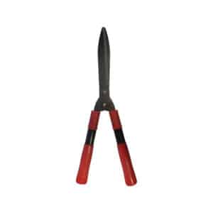 Red-handled handheld pruning shears with black blades for trimming small branches