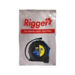 Packaging for a Rigger Measuring Tape 5 M Length Yellowblue Case Visible on Front brand Slogan One Brand Every Solution
