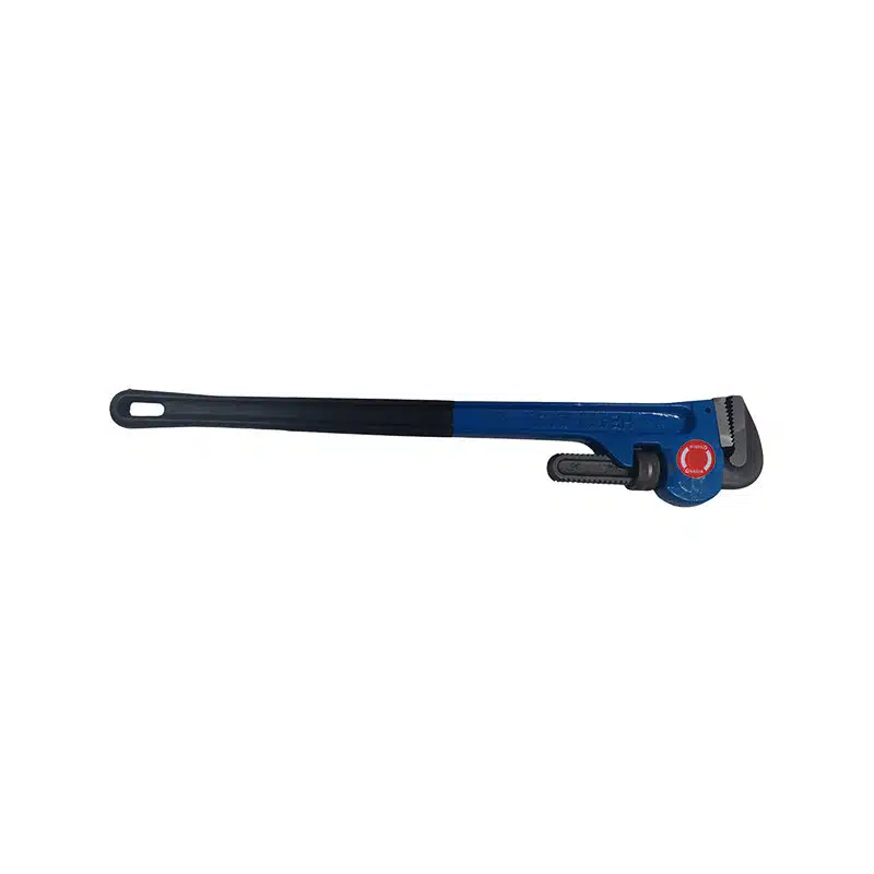 T11558 | Securadeal Blue Adjustable Pipe Wrench with a Long Black Handle on a White Background