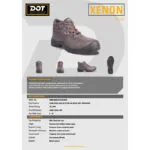 Brown Dot Xenon Safety Boot sb Src Shown with Multiple Views and Brand Logos Product Sheet in Background