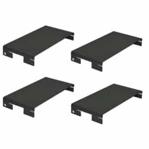 Four black metal mounting shelves/brackets arranged in a 2x2 grid.
