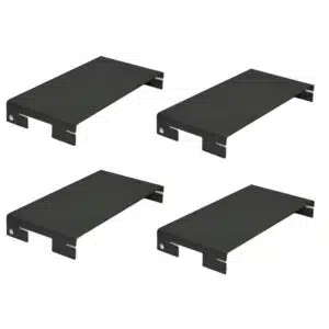 Four black metal mounting shelves/brackets arranged in a 2x2 grid.