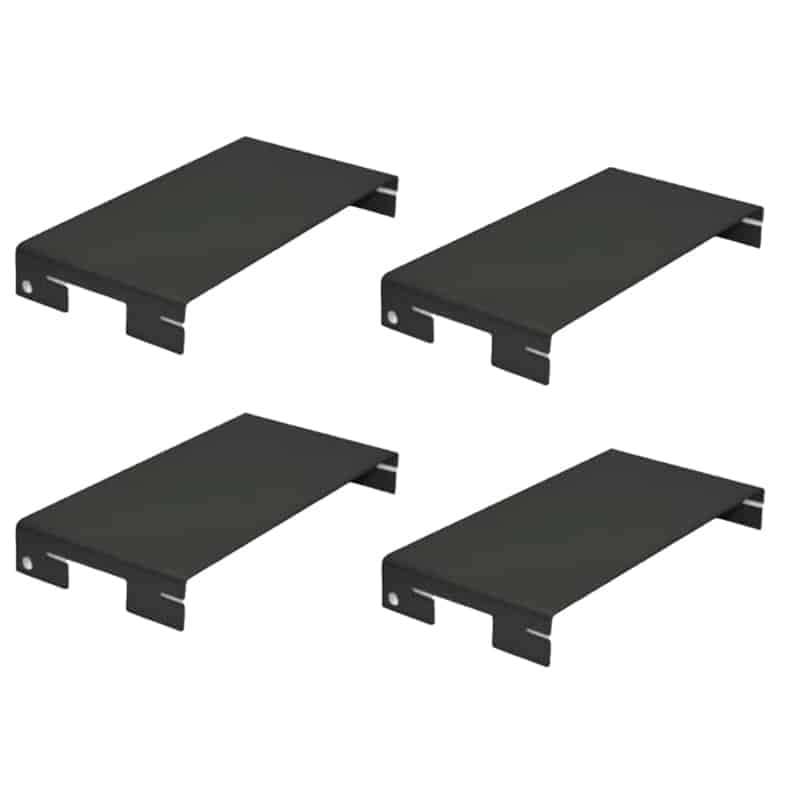 Four Black Metal Mounting Shelvesbrackets Arranged in a 2x2 Grid