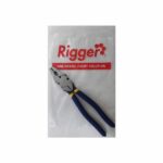 Pliers with Blue Handles in a Plastic Bag Displaying the rigger Brand Logo and the Red Slogan one Brand Every Solution