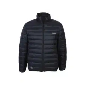 s-zoom | Securadeal Black Quilted Puffer Jacket with Front Zipper and Stand up Collar Jcb Logo on the Left Chest