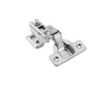 RWGRF-CHI-1 — vertical | Securadeal Chrome Cabinet Hinge with Two Mounting Plates for Furniture Doors Showing the Movable Arm and Mounting Holes