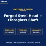 Product Poster for Harden Claw Hammer Forged Steel Head with a Fibreglass Handle Features Corrosion Resistance Precision Ground and Warranty backed