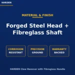 Material and finish | Securadeal Promo Poster for Harden Claw Hammer Forged Steel Head with Fibreglass Handle Features Include Corrosion resistant Precision Ground and Warranty Backed