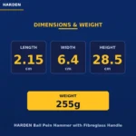 Dimensions and weight | Securadeal Harden Product Showing Dimensions Length 215 Cm Width 64 Cm Height 285 Cm Weight 255 G Ball Pein Hammer with Fibreglass Handle