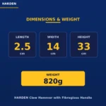 Dimensions and weight | Securadeal Harden Claw Hammer with Fibreglass Handle Dimensions L 25 Cm W 14 Cm H 33 Cm Weight 820 G
