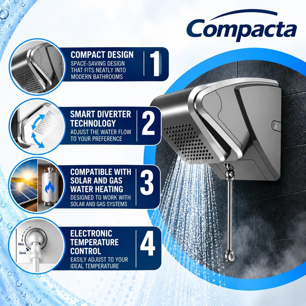 FAME Compacta Electronic Shower - Premium Squeegees from Securadeal