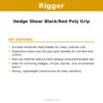 RIGGER Hedge Shear Black/Red Poly Grip – key features | Securadeal Rigger Hedge Shear Blackred Poly Grip Key Features