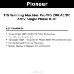 PIONEER TIG Welding Machine Pro-TIG 200 AC/DC 220V Single Phase IGBT – key features | Securadeal Pioneer Tig Welding Machine Pro tig 200 Acdc 220v Single Phase Igbt Key Features