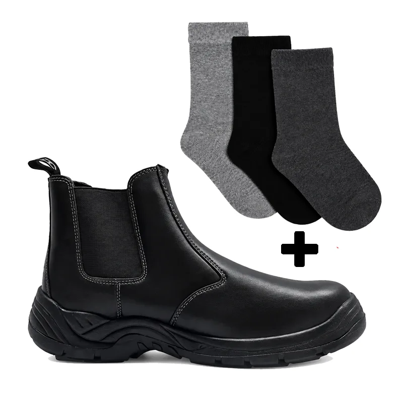 VP0017 | Securadeal Value Pack Contractors Chelsea Black + 3pairs Socks Premium Safety Ppe Workwear from Dot