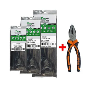 PLUGON Cable Tie 3 Pack With Combination Plier 180mm Value Pack