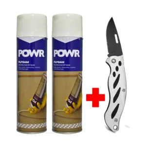 POWR Polyurethane Filler Foam 500ml 2 Pack With Folding Knife Value Pack